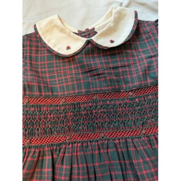 Vintage Sophie Dess Creations Paris 4T Plaid Dress Sash Back Embroidered Collar - Picture 2 of 5